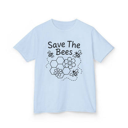 "Save The Bees" Kids Eco Awareness Tee – Unisex Organic Cotton Shirt, Nature Lover Gift, Children’s Environment Tee