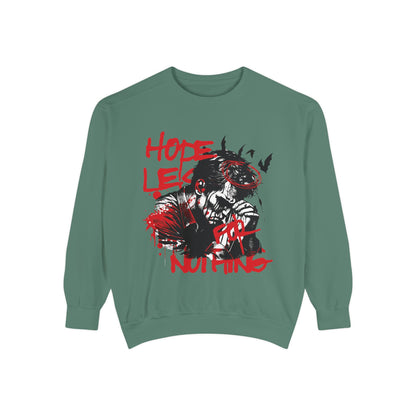 Hopeles For Noting Unisex Garment-Dyed Sweatshirt, Cozy Pullover, Casual Layer, Gift for Him, Street Art Fashion