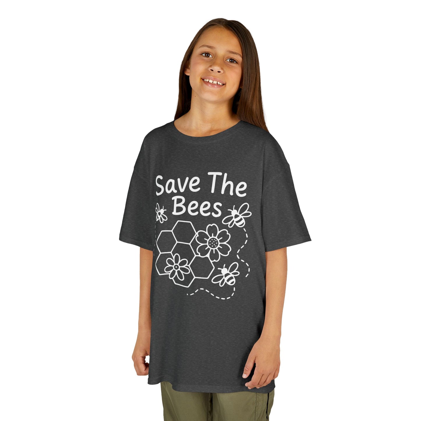 "Save The Bees" Kids Eco Awareness Tee – Unisex Organic Cotton Shirt, Nature Lover Gift, Children’s Environment Tee