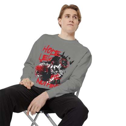 Hopeles For Noting Unisex Garment-Dyed Sweatshirt, Cozy Pullover, Casual Layer, Gift for Him, Street Art Fashion