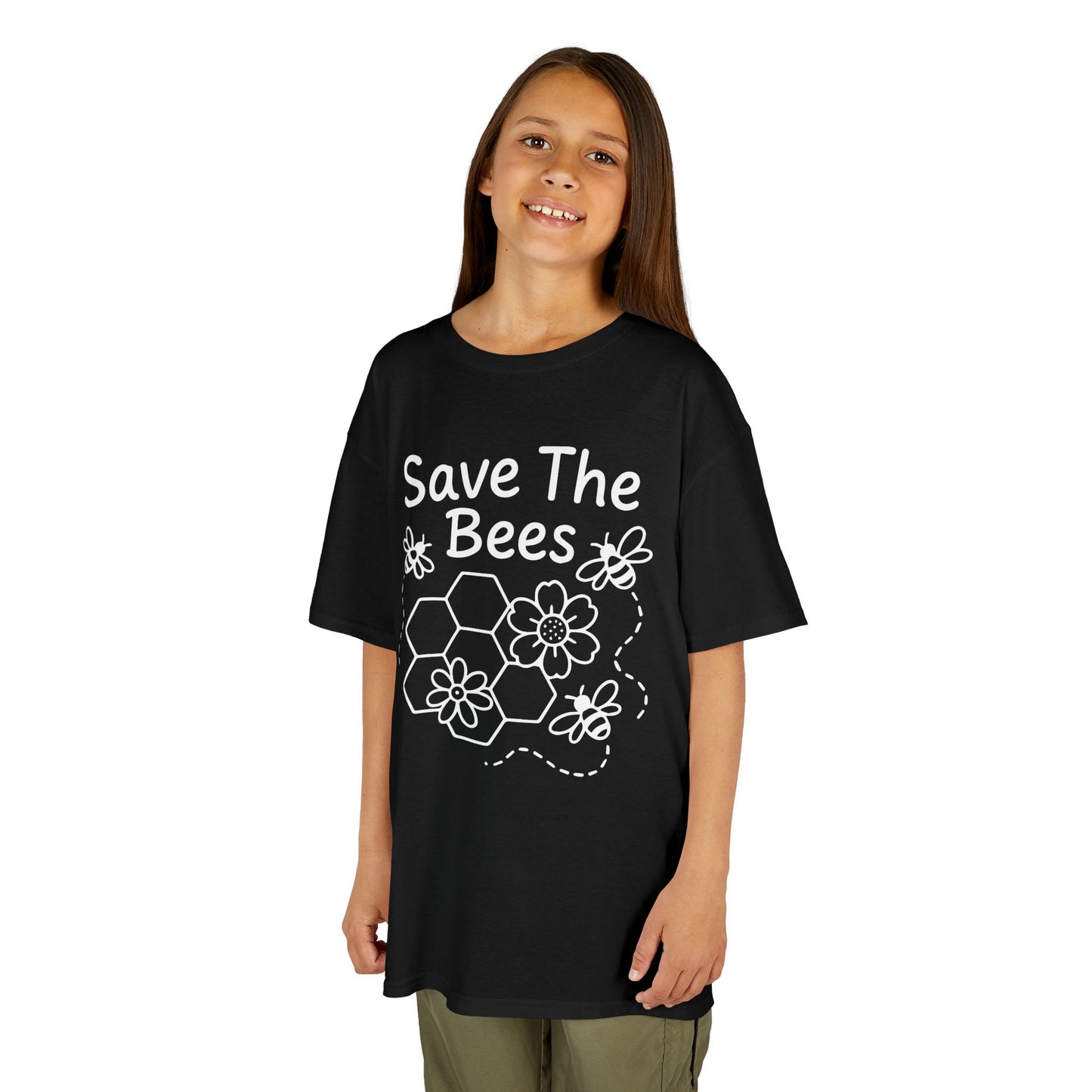 "Save The Bees" Kids Eco Awareness Tee – Unisex Organic Cotton Shirt, Nature Lover Gift, Children’s Environment Tee