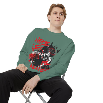 Hopeles For Noting Unisex Garment-Dyed Sweatshirt, Cozy Pullover, Casual Layer, Gift for Him, Street Art Fashion
