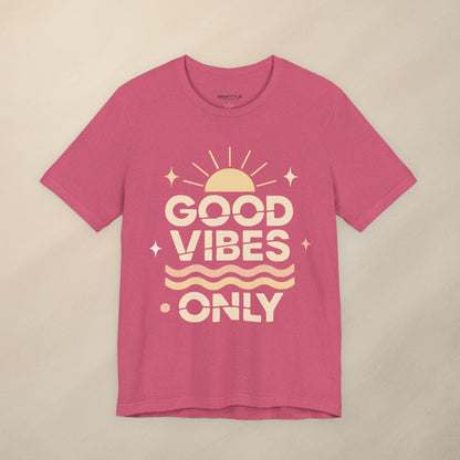 Good Vibes Only | Retro Sun Unisex Jersey Tee, Summer T-Shirt, Casual Wear, Beach Outfit, Positive Vibe Apparel, Gift Idea