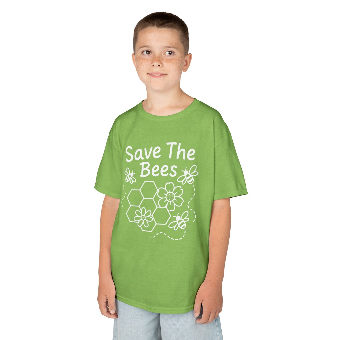 "Save The Bees" Kids Eco Awareness Tee – Unisex Organic Cotton Shirt, Nature Lover Gift, Children’s Environment Tee