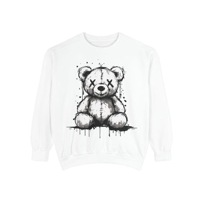 Grunge Sketch Teddy Bear Unisex Sweatshirt – Eerie Streetwear Vibes