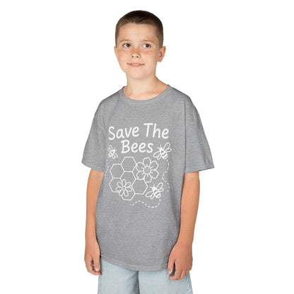 "Save The Bees" Kids Eco Awareness Tee – Unisex Organic Cotton Shirt, Nature Lover Gift, Children’s Environment Tee