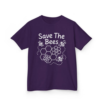 "Save The Bees" Kids Eco Awareness Tee – Unisex Organic Cotton Shirt, Nature Lover Gift, Children’s Environment Tee