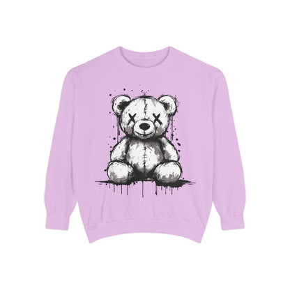 Grunge Sketch Teddy Bear Unisex Sweatshirt – Eerie Streetwear Vibes