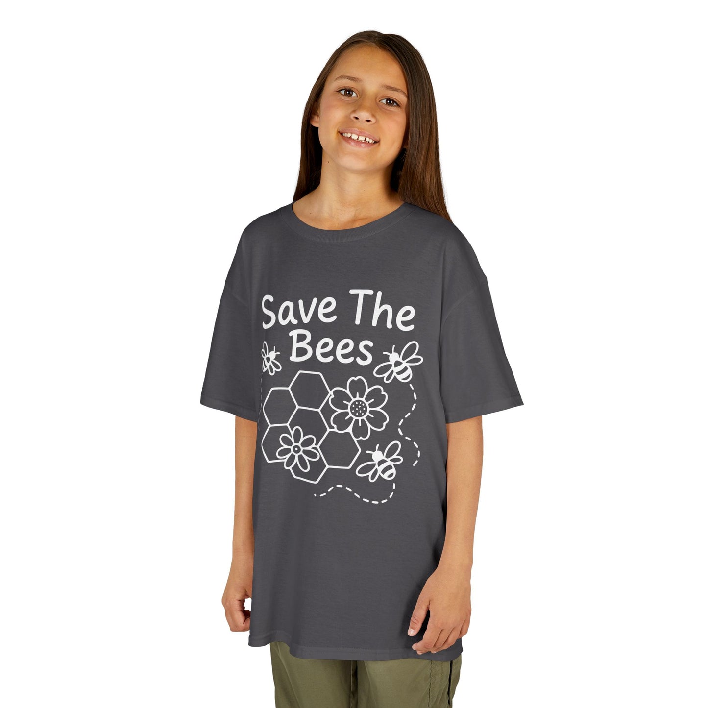 "Save The Bees" Kids Eco Awareness Tee – Unisex Organic Cotton Shirt, Nature Lover Gift, Children’s Environment Tee