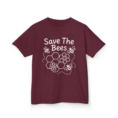 "Save The Bees" Kids Eco Awareness Tee – Unisex Organic Cotton Shirt, Nature Lover Gift, Children’s Environment Tee