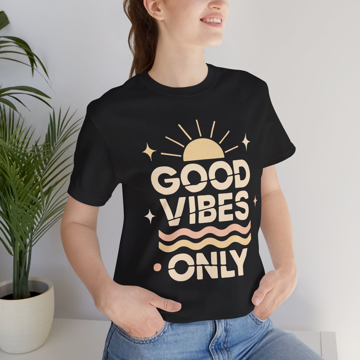 Good Vibes Only | Retro Sun Unisex Jersey Tee, Summer T-Shirt, Casual Wear, Beach Outfit, Positive Vibe Apparel, Gift Idea