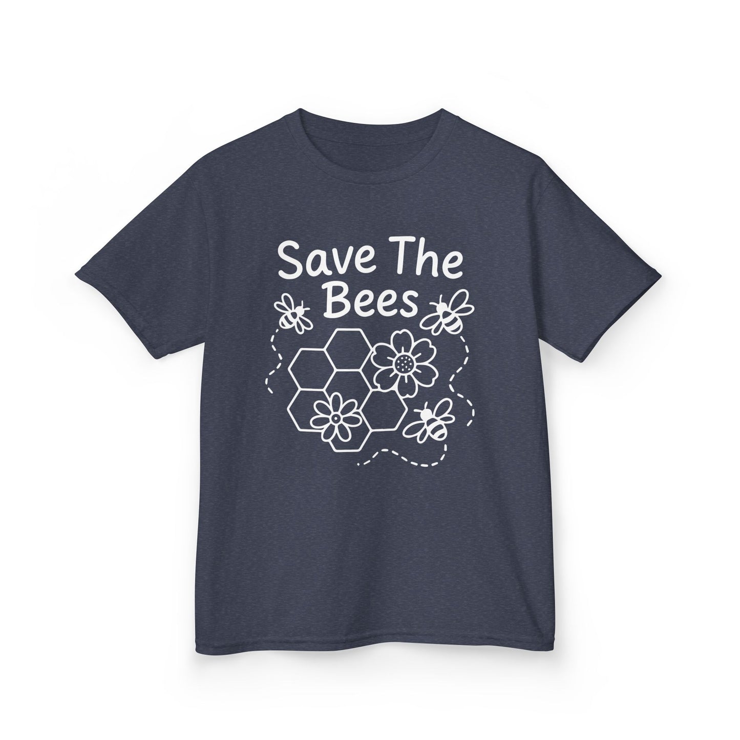 "Save The Bees" Kids Eco Awareness Tee – Unisex Organic Cotton Shirt, Nature Lover Gift, Children’s Environment Tee