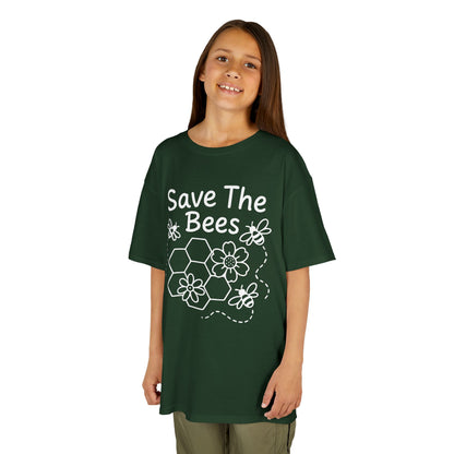 "Save The Bees" Kids Eco Awareness Tee – Unisex Organic Cotton Shirt, Nature Lover Gift, Children’s Environment Tee