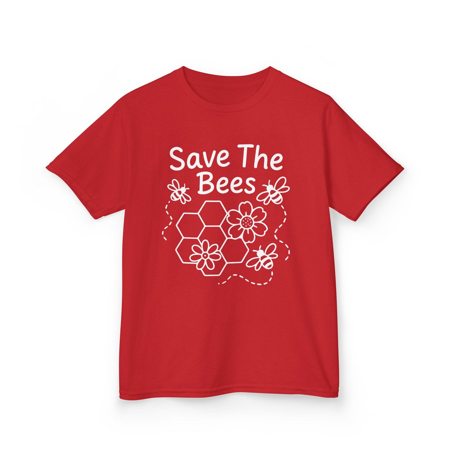 "Save The Bees" Kids Eco Awareness Tee – Unisex Organic Cotton Shirt, Nature Lover Gift, Children’s Environment Tee