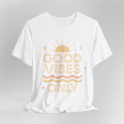Good Vibes Only | Retro Sun Unisex Jersey Tee, Summer T-Shirt, Casual Wear, Beach Outfit, Positive Vibe Apparel, Gift Idea