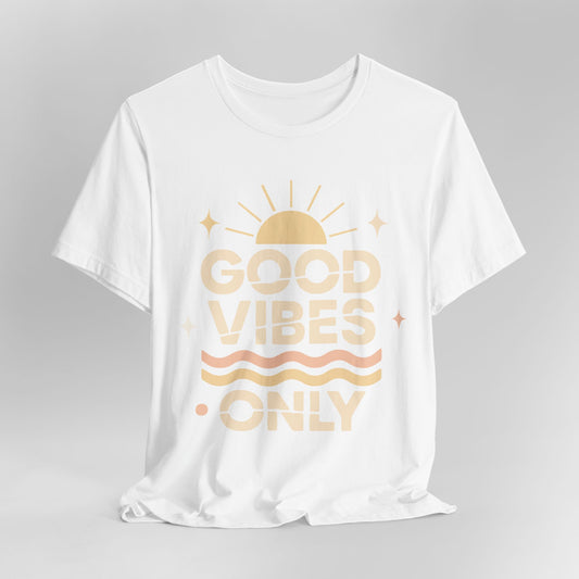 Good Vibes Only | Retro Sun Unisex Jersey Tee, Summer T-Shirt, Casual Wear, Beach Outfit, Positive Vibe Apparel, Gift Idea