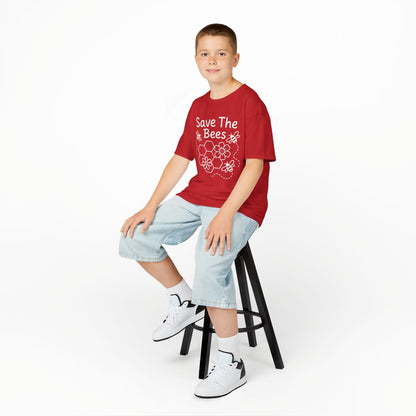 "Save The Bees" Kids Eco Awareness Tee – Unisex Organic Cotton Shirt, Nature Lover Gift, Children’s Environment Tee