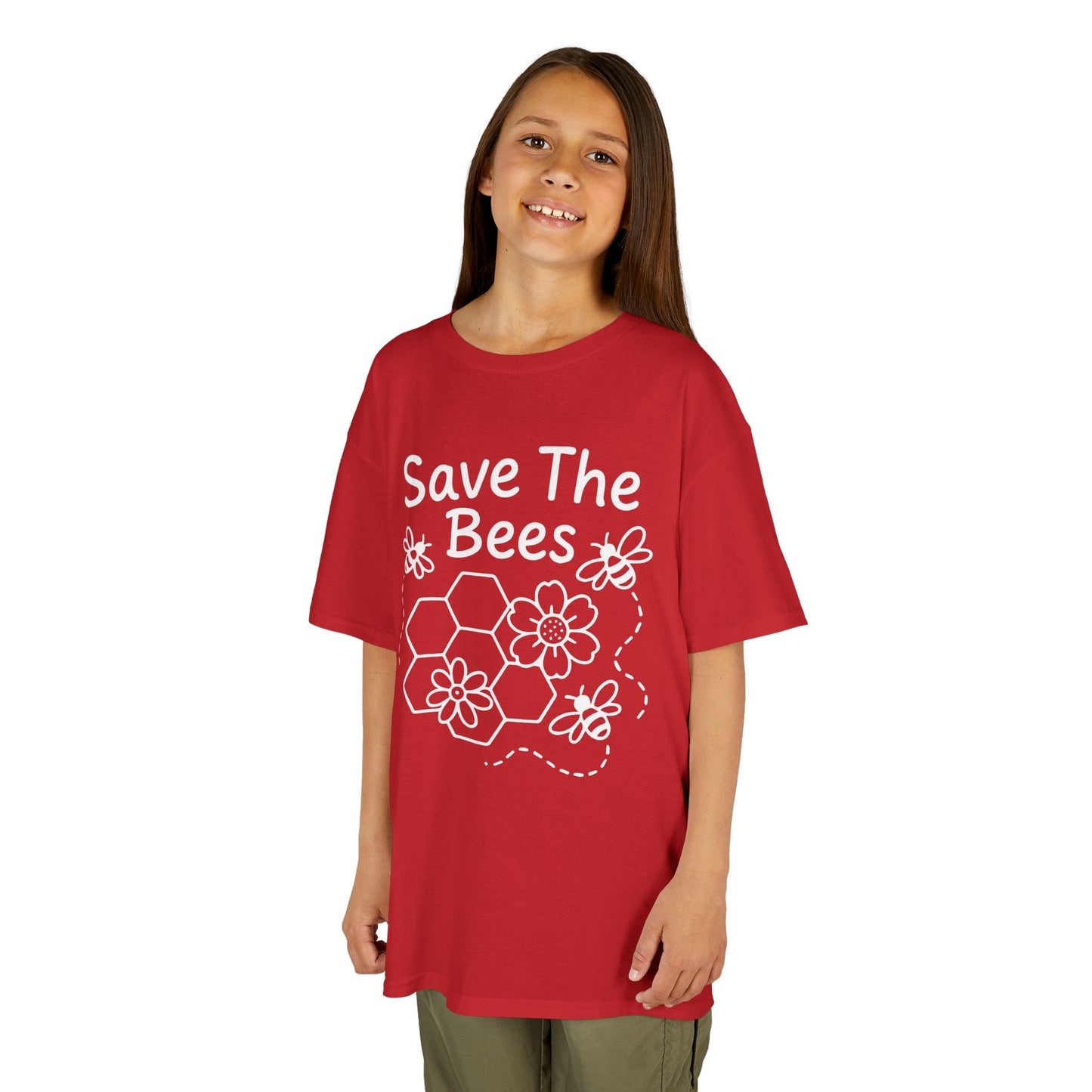 "Save The Bees" Kids Eco Awareness Tee – Unisex Organic Cotton Shirt, Nature Lover Gift, Children’s Environment Tee