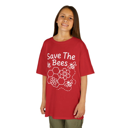 "Save The Bees" Kids Eco Awareness Tee – Unisex Organic Cotton Shirt, Nature Lover Gift, Children’s Environment Tee