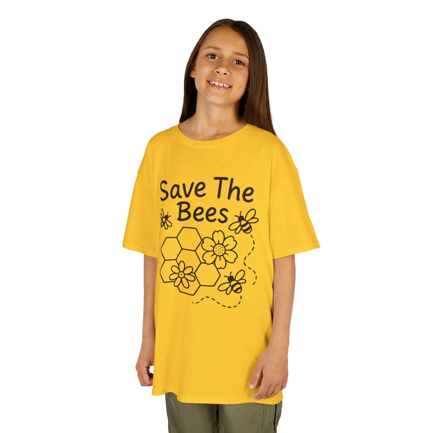 "Save The Bees" Kids Eco Awareness Tee – Unisex Organic Cotton Shirt, Nature Lover Gift, Children’s Environment Tee