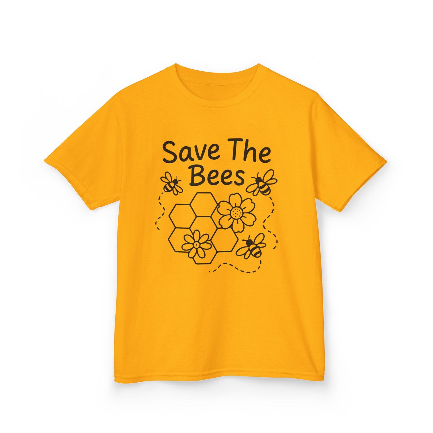 "Save The Bees" Kids Eco Awareness Tee – Unisex Organic Cotton Shirt, Nature Lover Gift, Children’s Environment Tee