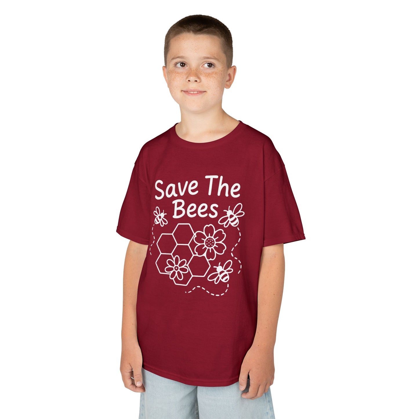 "Save The Bees" Kids Eco Awareness Tee – Unisex Organic Cotton Shirt, Nature Lover Gift, Children’s Environment Tee