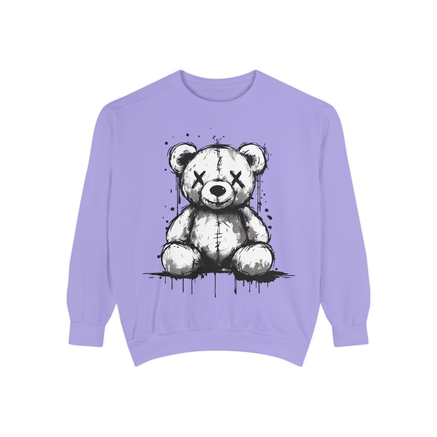 Grunge Sketch Teddy Bear Unisex Sweatshirt – Eerie Streetwear Vibes