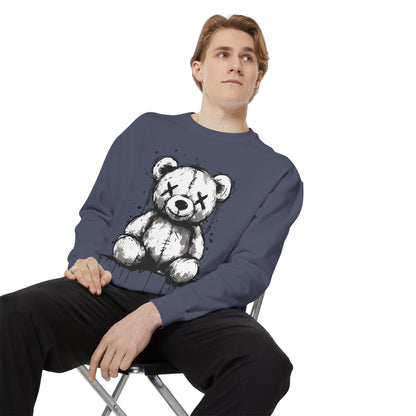 Grunge Sketch Teddy Bear Unisex Sweatshirt – Eerie Streetwear Vibes