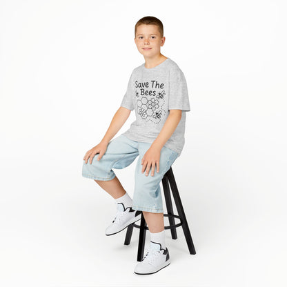"Save The Bees" Kids Eco Awareness Tee – Unisex Organic Cotton Shirt, Nature Lover Gift, Children’s Environment Tee