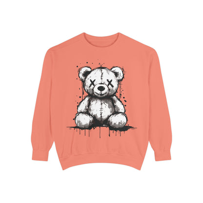 Grunge Sketch Teddy Bear Unisex Sweatshirt – Eerie Streetwear Vibes