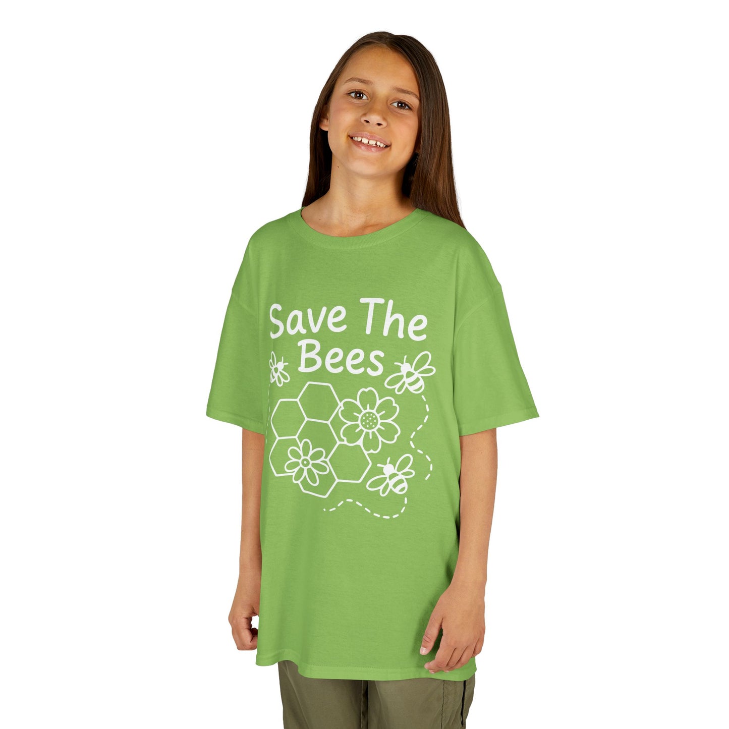"Save The Bees" Kids Eco Awareness Tee – Unisex Organic Cotton Shirt, Nature Lover Gift, Children’s Environment Tee