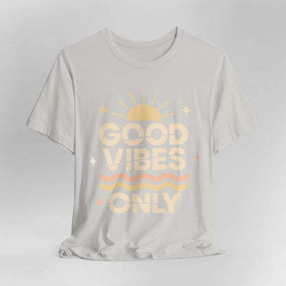 Good Vibes Only | Retro Sun Unisex Jersey Tee, Summer T-Shirt, Casual Wear, Beach Outfit, Positive Vibe Apparel, Gift Idea