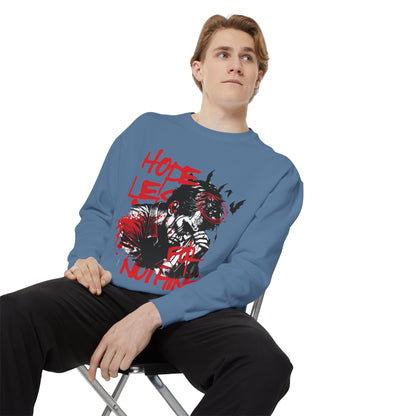 Hopeles For Noting Unisex Garment-Dyed Sweatshirt, Cozy Pullover, Casual Layer, Gift for Him, Street Art Fashion