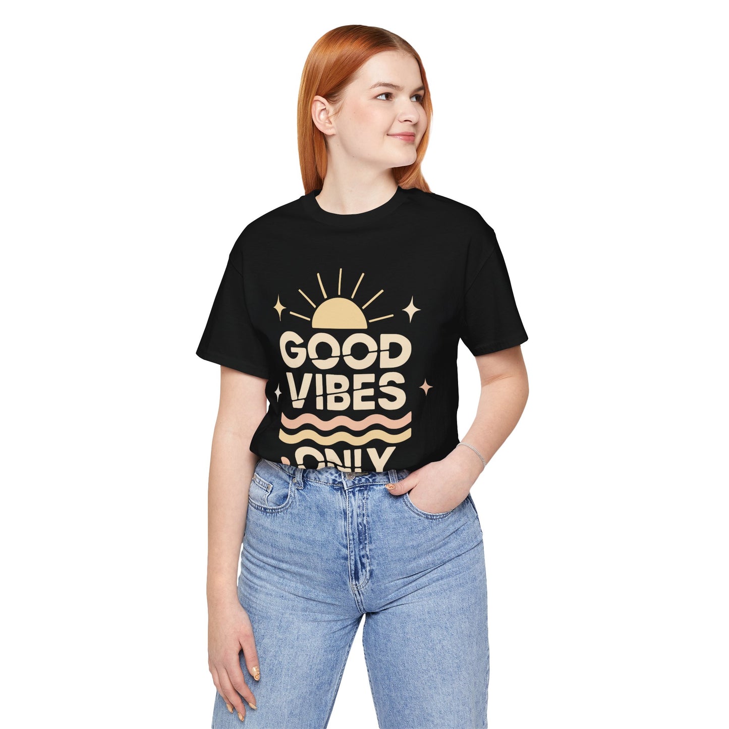 Good Vibes Only | Retro Sun Unisex Jersey Tee, Summer T-Shirt, Casual Wear, Beach Outfit, Positive Vibe Apparel, Gift Idea