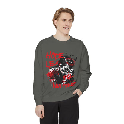 Hopeles For Noting Unisex Garment-Dyed Sweatshirt, Cozy Pullover, Casual Layer, Gift for Him, Street Art Fashion