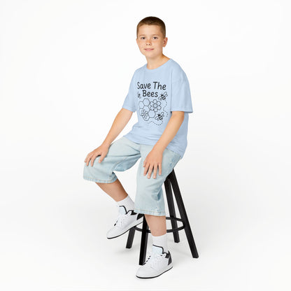 "Save The Bees" Kids Eco Awareness Tee – Unisex Organic Cotton Shirt, Nature Lover Gift, Children’s Environment Tee