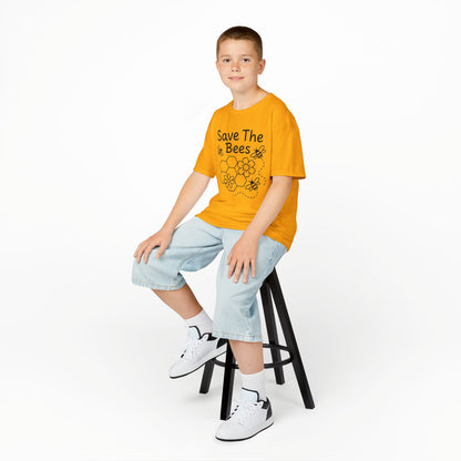 "Save The Bees" Kids Eco Awareness Tee – Unisex Organic Cotton Shirt, Nature Lover Gift, Children’s Environment Tee