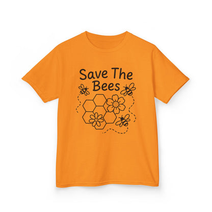 "Save The Bees" Kids Eco Awareness Tee – Unisex Organic Cotton Shirt, Nature Lover Gift, Children’s Environment Tee
