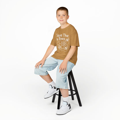 "Save The Bees" Kids Eco Awareness Tee – Unisex Organic Cotton Shirt, Nature Lover Gift, Children’s Environment Tee
