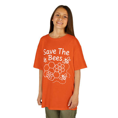 "Save The Bees" Kids Eco Awareness Tee – Unisex Organic Cotton Shirt, Nature Lover Gift, Children’s Environment Tee