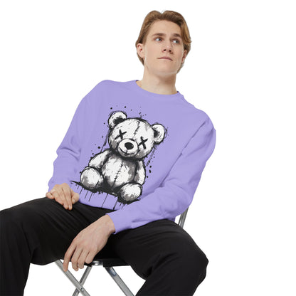 Grunge Sketch Teddy Bear Unisex Sweatshirt – Eerie Streetwear Vibes