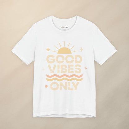 Good Vibes Only | Retro Sun Unisex Jersey Tee, Summer T-Shirt, Casual Wear, Beach Outfit, Positive Vibe Apparel, Gift Idea