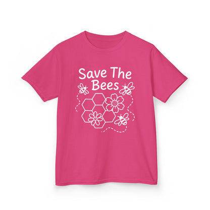 "Save The Bees" Kids Eco Awareness Tee – Unisex Organic Cotton Shirt, Nature Lover Gift, Children’s Environment Tee