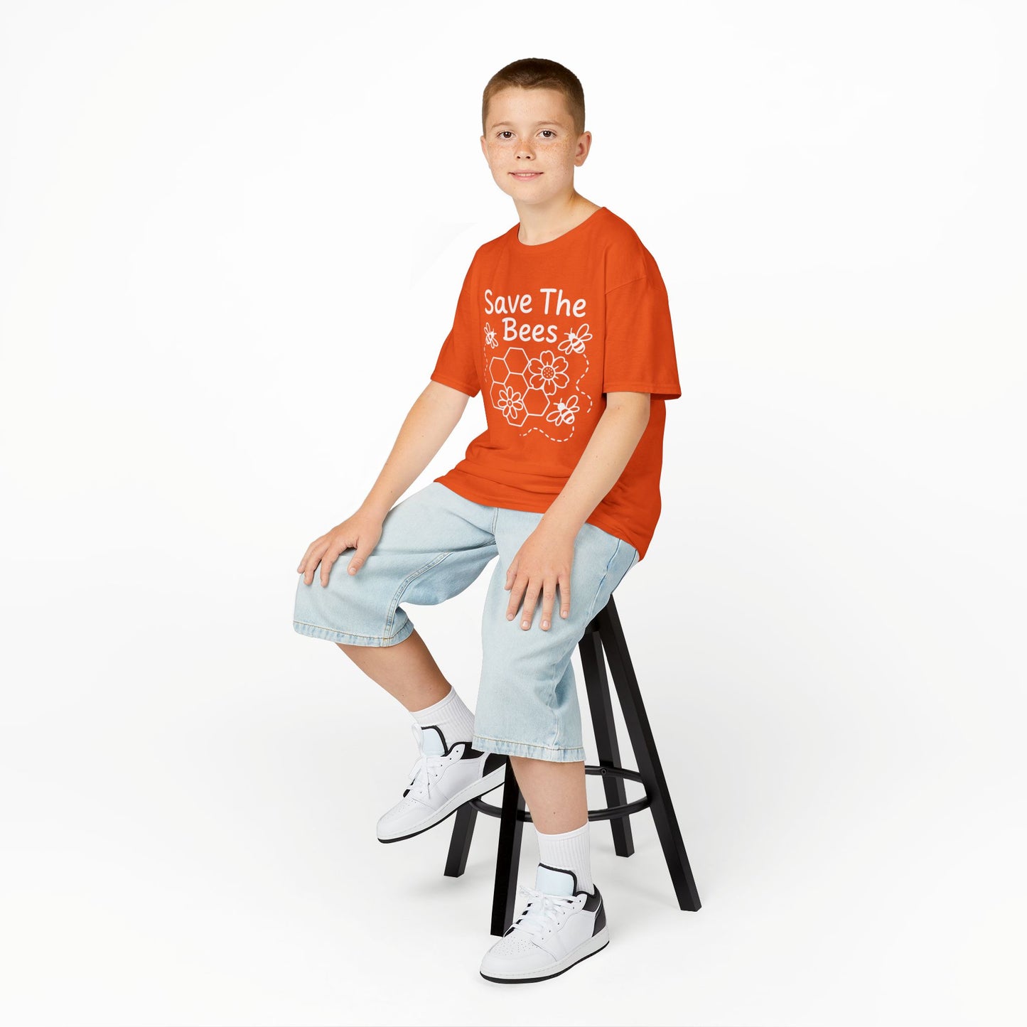 "Save The Bees" Kids Eco Awareness Tee – Unisex Organic Cotton Shirt, Nature Lover Gift, Children’s Environment Tee