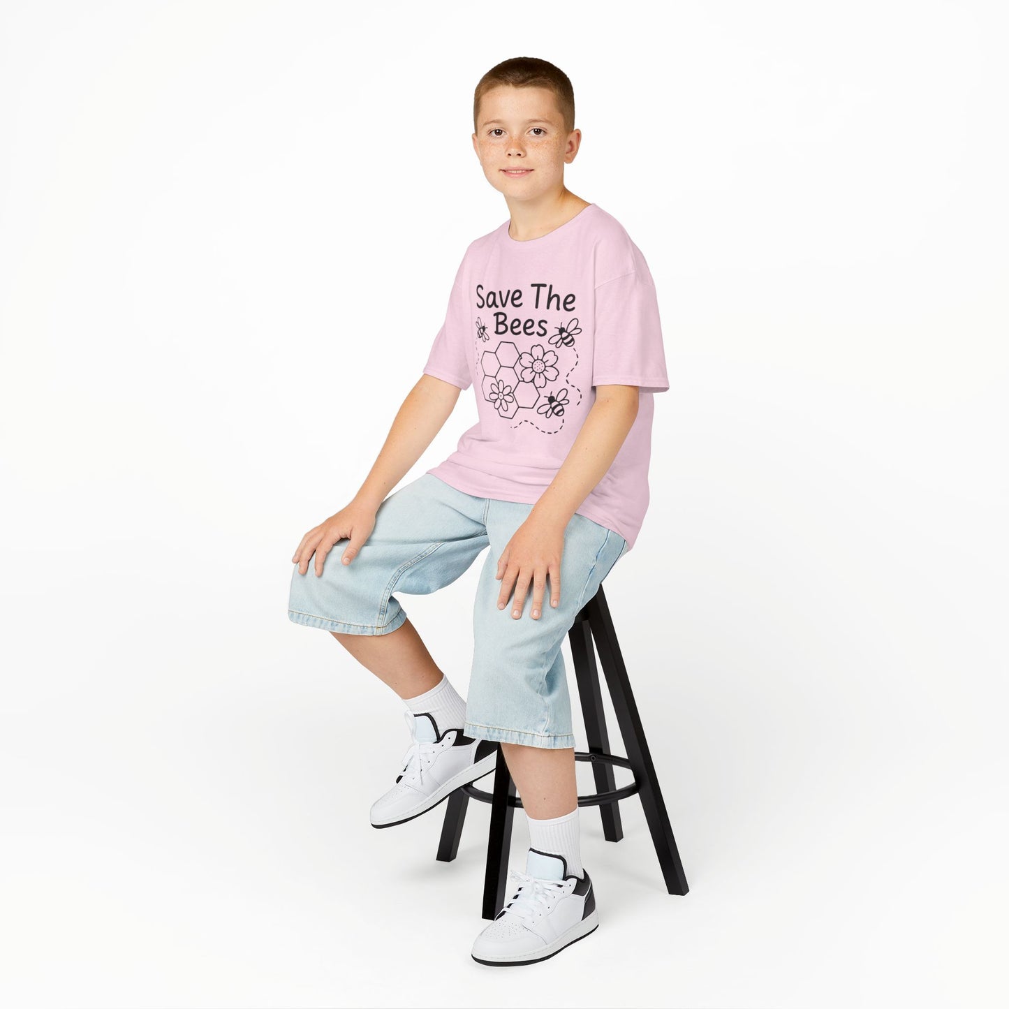 "Save The Bees" Kids Eco Awareness Tee – Unisex Organic Cotton Shirt, Nature Lover Gift, Children’s Environment Tee