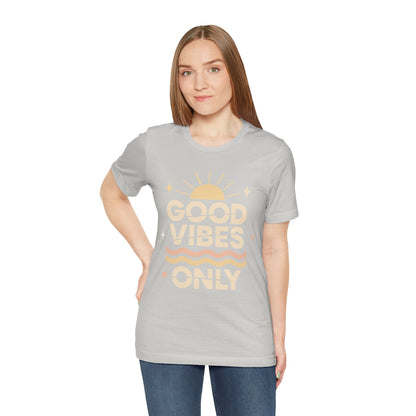 Good Vibes Only | Retro Sun Unisex Jersey Tee, Summer T-Shirt, Casual Wear, Beach Outfit, Positive Vibe Apparel, Gift Idea