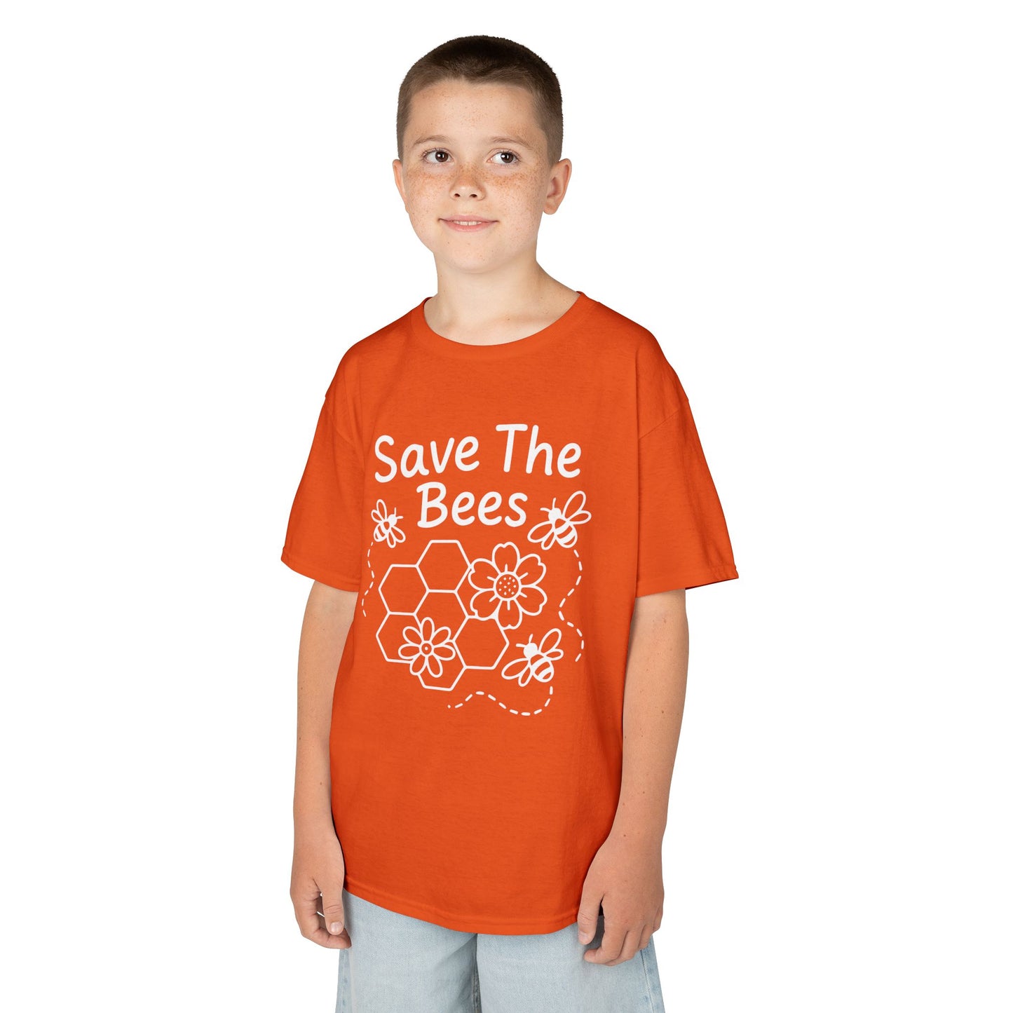 "Save The Bees" Kids Eco Awareness Tee – Unisex Organic Cotton Shirt, Nature Lover Gift, Children’s Environment Tee