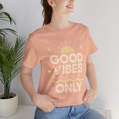 Good Vibes Only | Retro Sun Unisex Jersey Tee, Summer T-Shirt, Casual Wear, Beach Outfit, Positive Vibe Apparel, Gift Idea