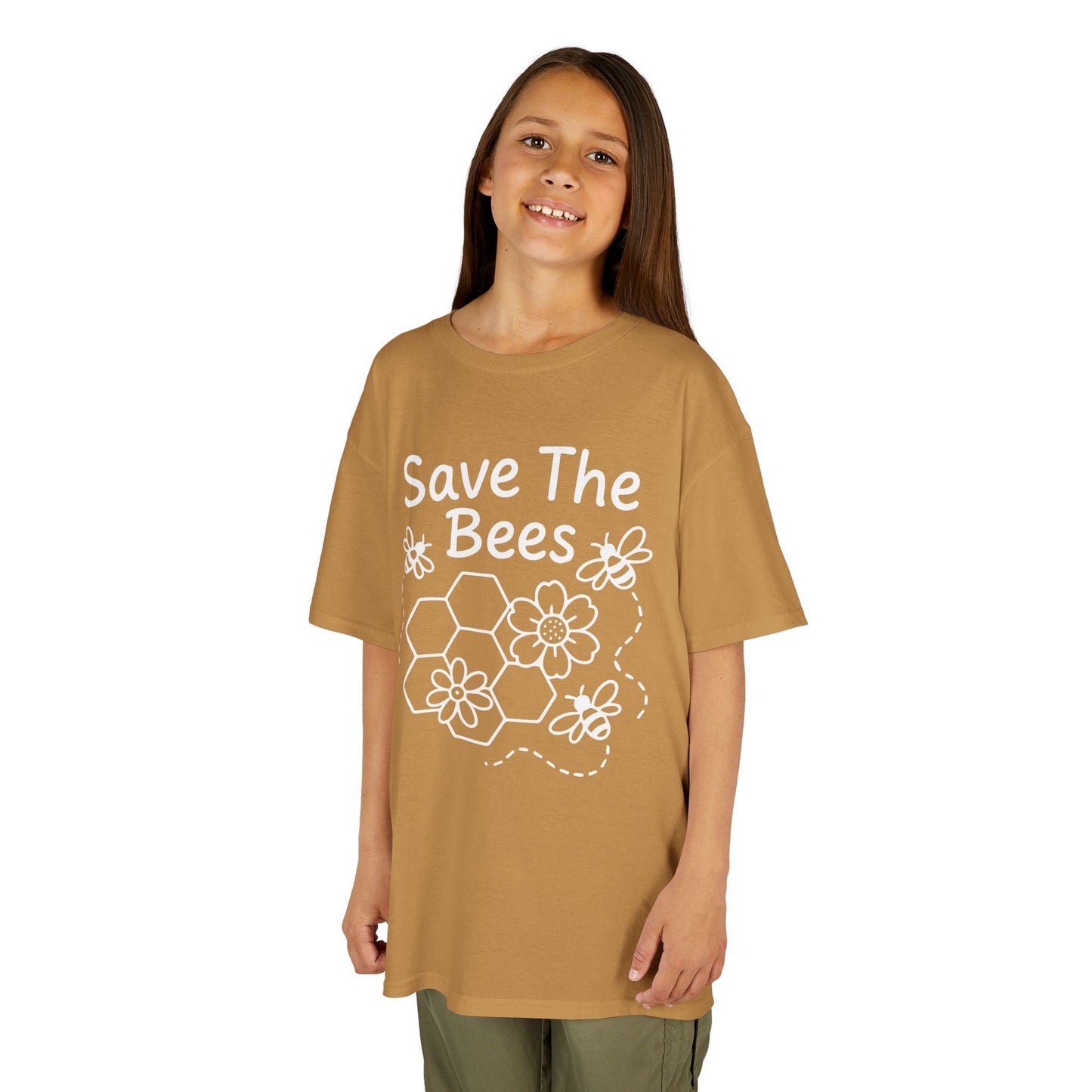 "Save The Bees" Kids Eco Awareness Tee – Unisex Organic Cotton Shirt, Nature Lover Gift, Children’s Environment Tee