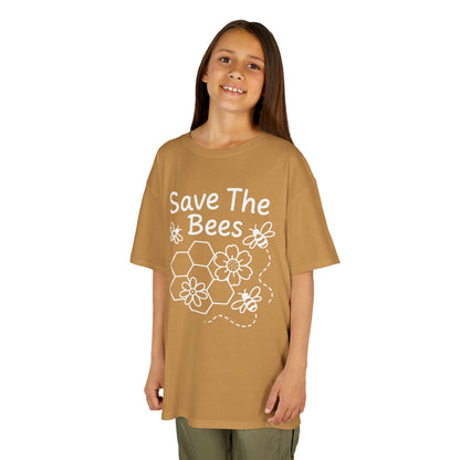 "Save The Bees" Kids Eco Awareness Tee – Unisex Organic Cotton Shirt, Nature Lover Gift, Children’s Environment Tee